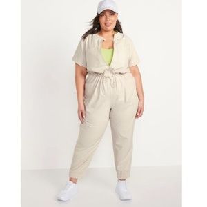 Old Navy Short-Sleeve StretchTech Collarless Jumpsuit for Women